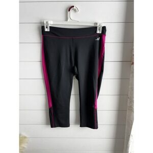 BCG Women's Capri Leggings Black Pink Activewear Workout Fitness Gym Medium